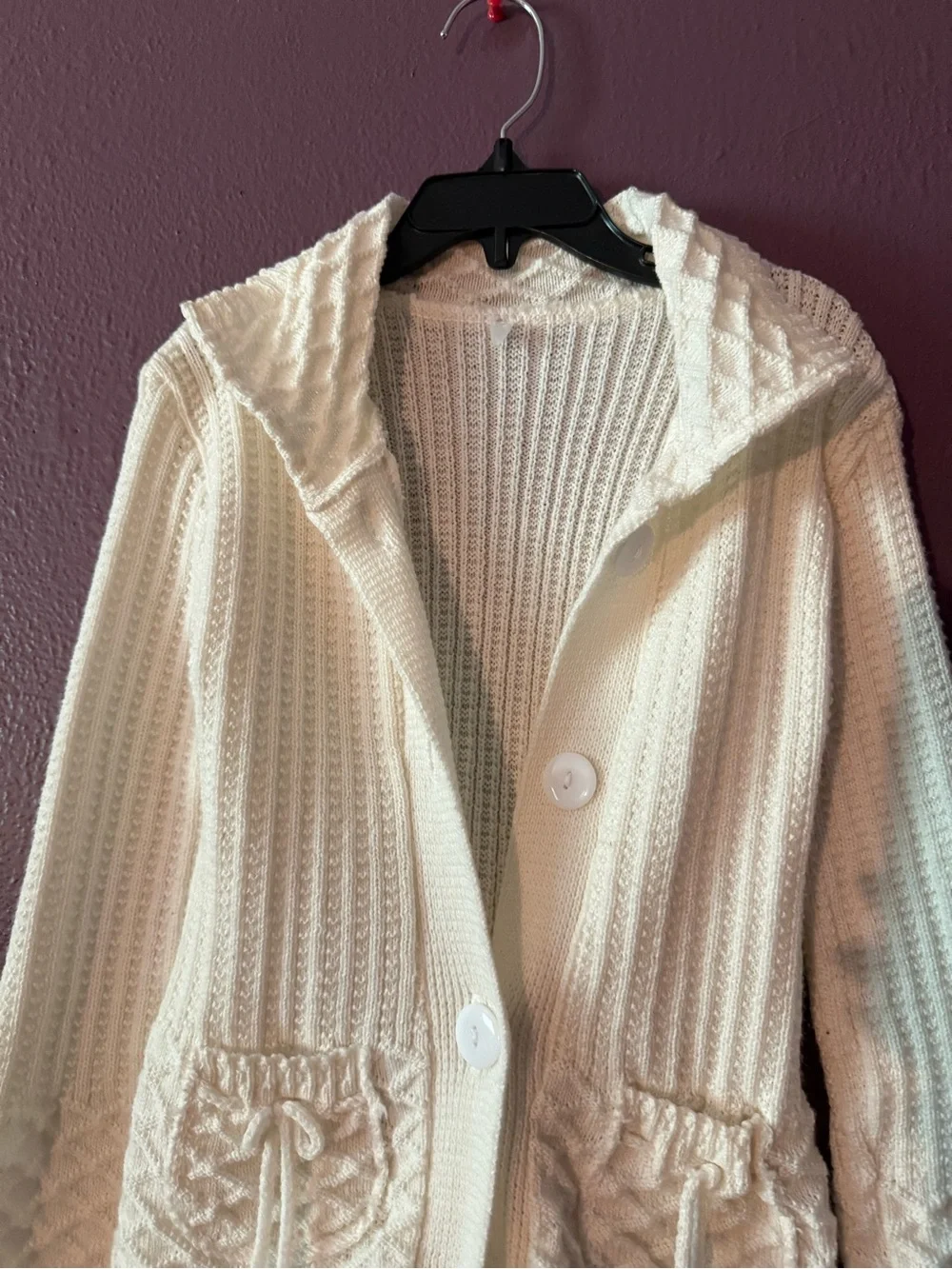 Cozy Cream Knit Hooded Cardigan